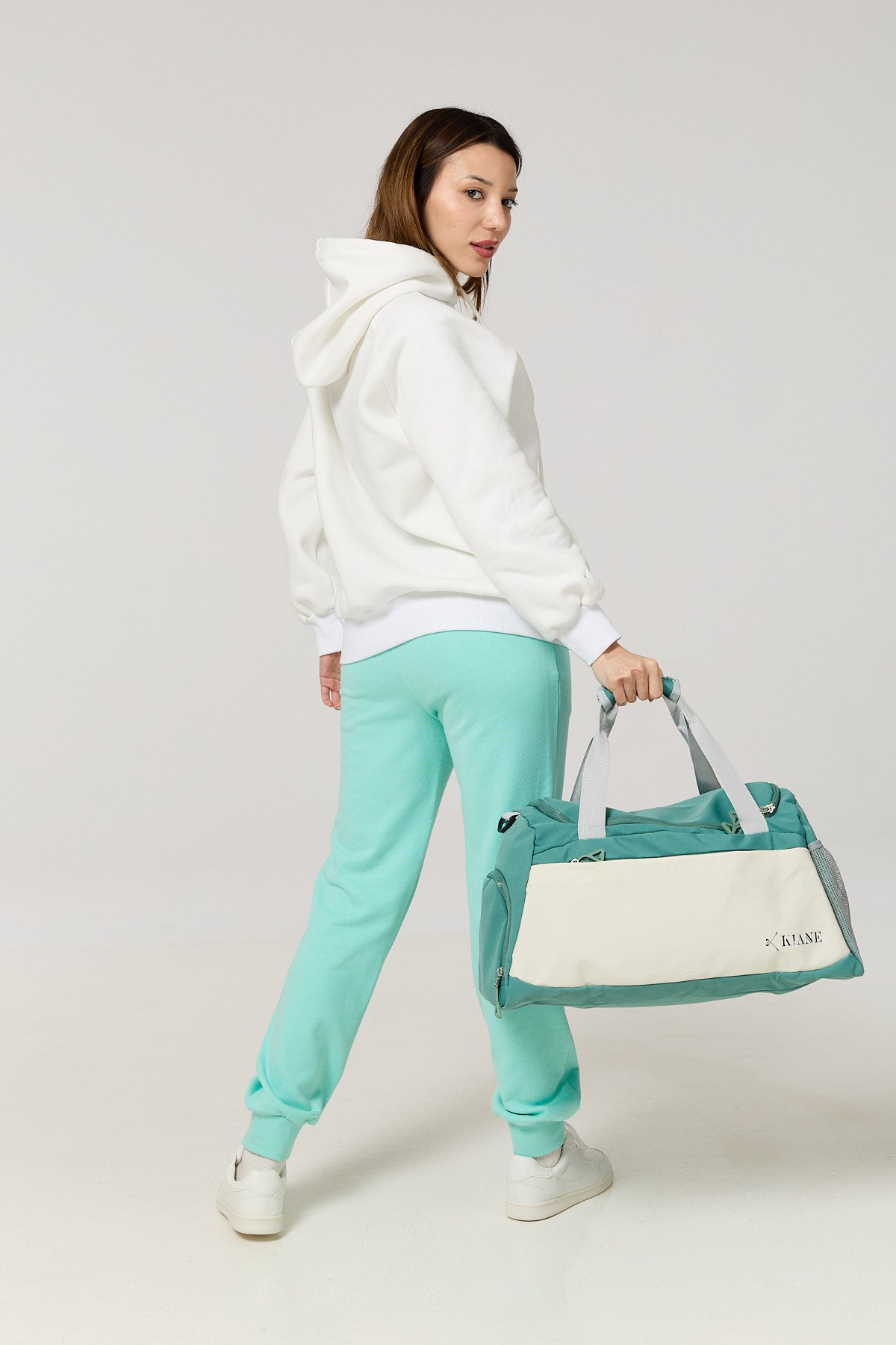 Two-Tone Gym & Travel Duffel – Teal & Cream