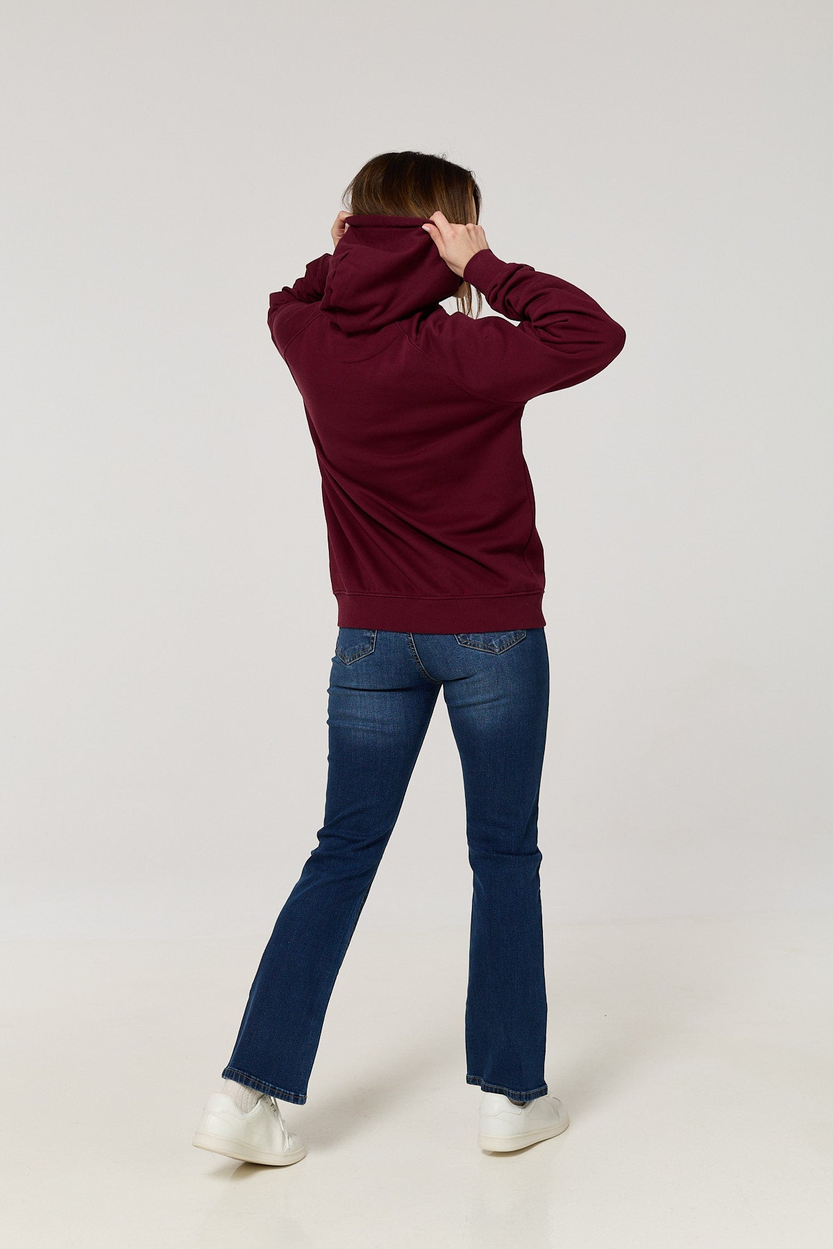 Wine Red Fleece Hoodie – With “Good Vibes Only” Embroidery